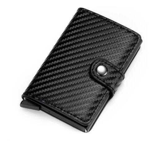 Cartera Tarjetero De Hombre Con Protección Rfid, Color Negro