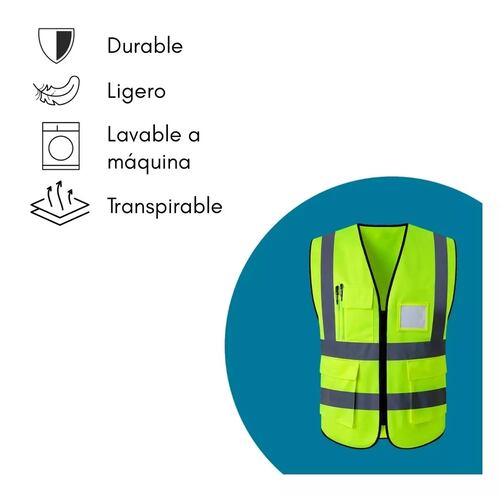 Set Chaleco Seguridad Reflejante Alta Visibilidad 3 Piezas Talla S