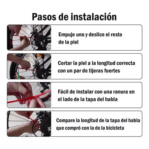 Juego 72pcs 24cm Popotes Cubre Rayos Motocross Spokes Bicicleta Negro