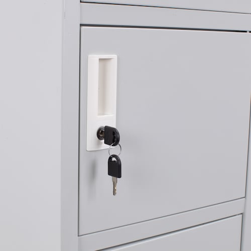 Locker Metálico Vertical 180 cm, Puerta con Cerradura, Almacenamiento, Casillero para Oficina Escuela Gimnasio Casa (Gris, 6 Puertas).