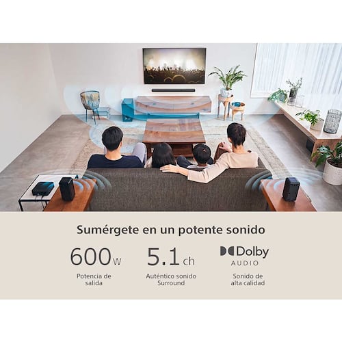 Teatro en casa con barra de sonido Sony HTS20R 5.1 canales.