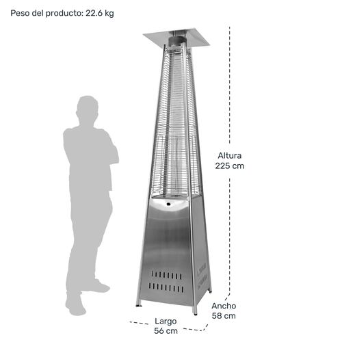 Calefactor Exterior Piramide Calenton Gas Lp Acero Inox 2.2m