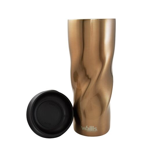 Termo de acero inoxidable con válvula antiderrames, 470 ml, cobre metálico