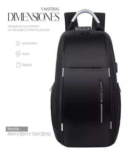 Mochila Antirrobo De Gran Capacidad Con Cargador Usb.