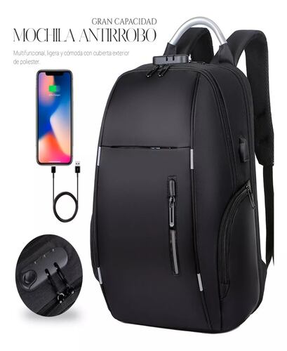 Mochila Antirrobo De Gran Capacidad Con Cargador Usb.