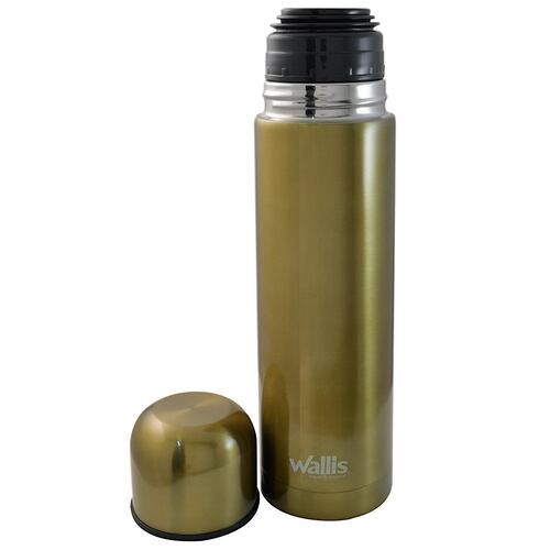 Termo acero inoxidable con válvula antiderrames, 500 ml, oro metálico.