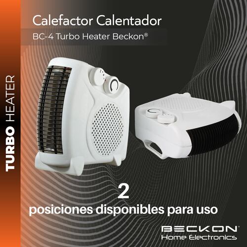 Calefactor Calentador eléctrico compacto 26cm de resistencia para recámara baño estudio hogar TURBO HEATER con termostato 750W / 1500W Beckon.