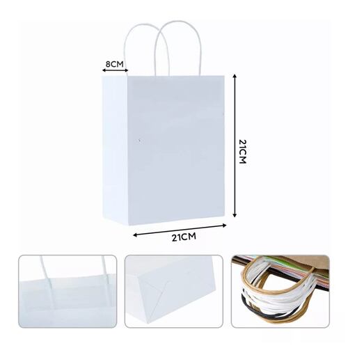 Bolsas de Regalo Papel Kraft Bolsas De Dulces Ecológicas 10 Pcs Blanco