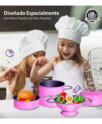 Set De Ollas Para Cocina De Juguete Color Rosa Para Niñas.