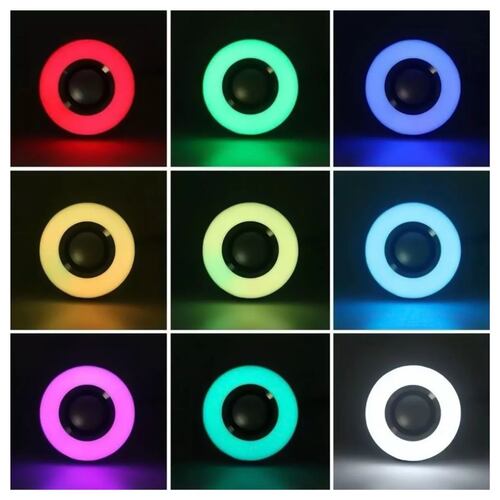 Foco Led Bocina Bluetooth Rgb Multicolor + Control Remoto Blanco