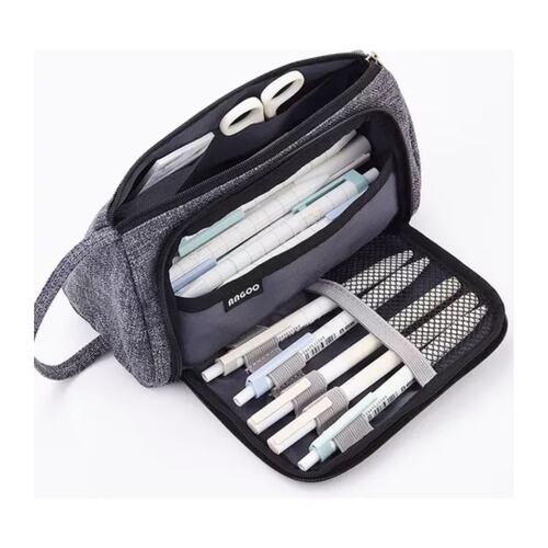 Estuche Para Lápices Gran Capacidad Doble Capa Organizadoras Gris