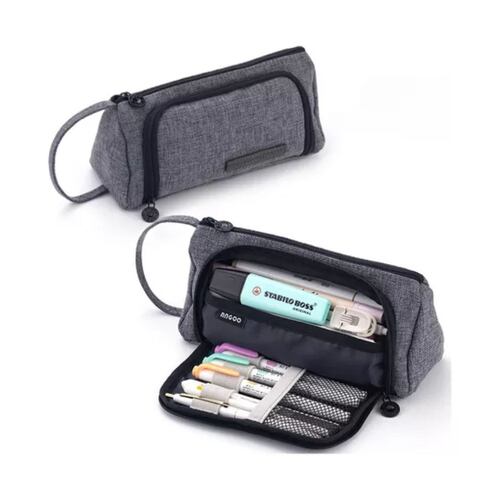Estuche Para Lápices Gran Capacidad Doble Capa Organizadoras Gris