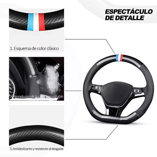 Funda Cubre Volante Antideslizante Fibra Carbono Forma De D