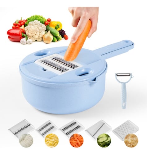 Rallador Cortador Rebanador Picador Manual De Verduras Fruta AZUL