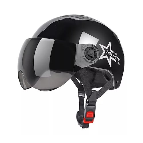 Set Casco Abierto Abatible Motociclista Uso Rudo Gafas Humo Negro/Proteccionsolar