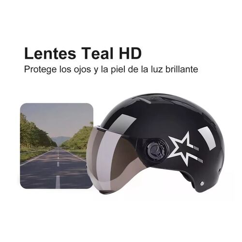 Set Casco Abierto Abatible Motociclista Uso Rudo Gafas Humo Negro/Proteccionsolar