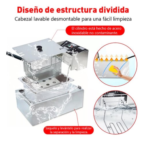 Freidora De Aceite Eléctrica Con Acero Inoxidable 6 Litros pLATA 