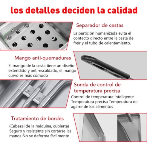 Freidora De Aceite Eléctrica Con Acero Inoxidable 6 Litros pLATA 