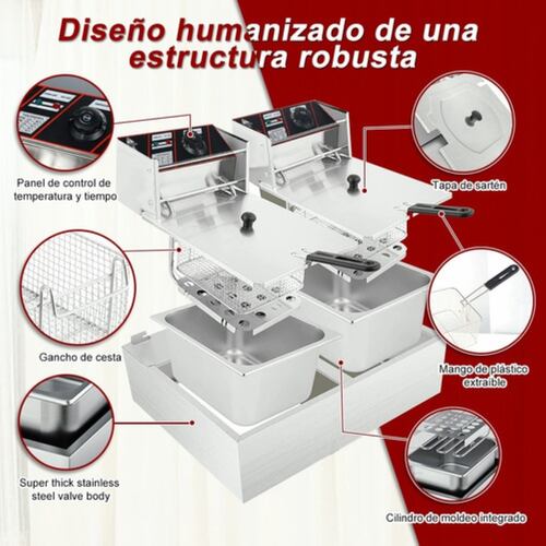 Freidora De Aceite Eléctrica Automática 12l Gran Capacidad PLAYTA