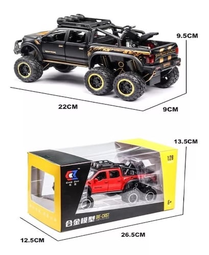 Ford Raptor F150 Tuning Edition Miniatura Metal Autos 1:28 Color Negro.