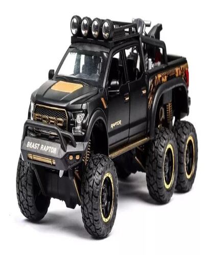 Ford Raptor F150 Tuning Edition Miniatura Metal Autos 1:28 Color Negro.