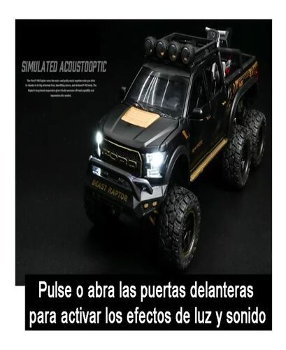 Ford Raptor F150 Tuning Edition Miniatura Metal Autos 1:28 Color Negro.
