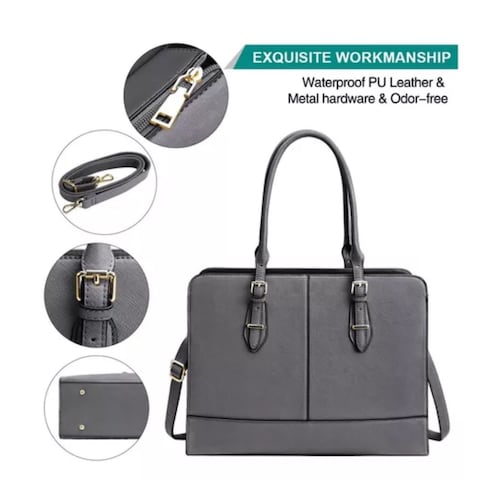Bolsa Para Laptop 15.6 Casual De Mujer De Moda, Color Gris