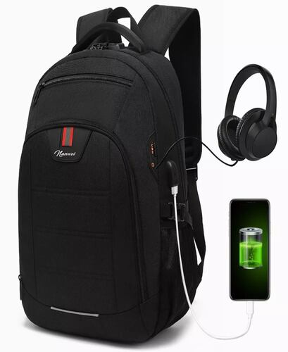 Mochila urbana Nanwei NWY6007 color negro diseño liso 35L.