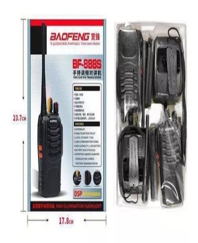 Pack 2 Radios Transmisor Walkie Talkie Baofeng 888s Color Negro Bandas De Frecuencia 400-470 Mhz.