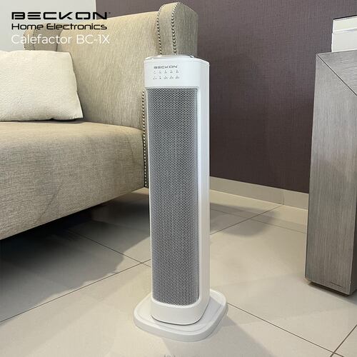 Calefactor Calentador eléctrico cerámico PTC de torre bc-1x MAX HEATER ultra silencioso oscilación termostato temporizador altura de 60cm para hogar recámara sala estudio baño 750W / 1500W Beckon.