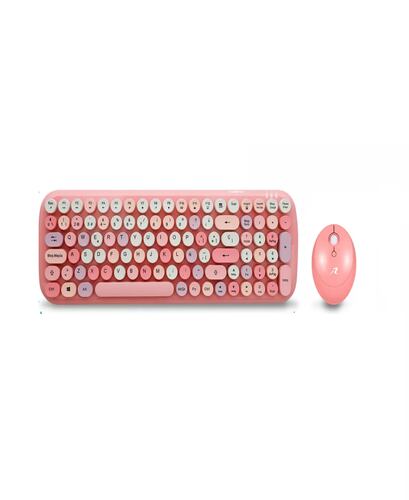 Kit Teclado Y Mouse Inalambrico Retro Vintage Usb Redlemon Color del teclado Rosa.