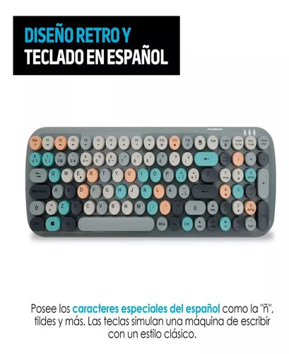 Kit Teclado Y Mouse Inalambrico Retro Vintage Usb Redlemon Color del teclado Rosa.