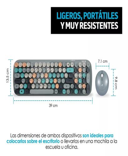 Kit Teclado Y Mouse Inalambrico Retro Vintage Usb Redlemon Color del teclado Rosa.
