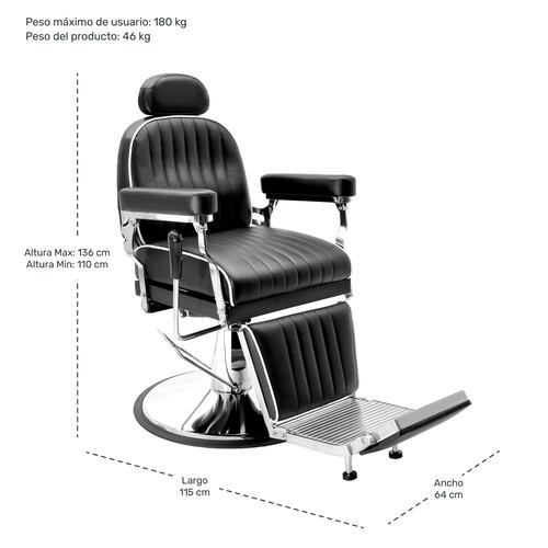 Sillon Silla Barberia Estetica Respaldo Ajustable Neumatica