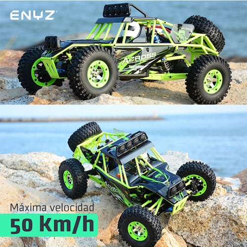 Carro A Control Remoto Carro 4x4 Jeep Buggy Razer Rc Wltech 12428 - 50 Km/h - 4x4 Color Verde Neón