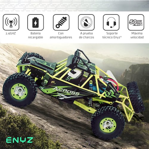 Carro A Control Remoto Carro 4x4 Jeep Buggy Razer Rc Wltech 12428 - 50 Km/h - 4x4 Color Verde Neón