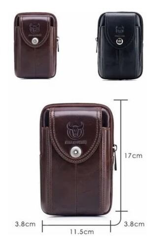 Bolso De La Cintura De Hombre Cuero Genuino Para Celular