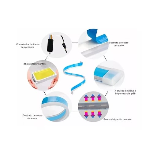 Tira Led Cajuela Auto Azul Glacial Secuencial Color Tunning