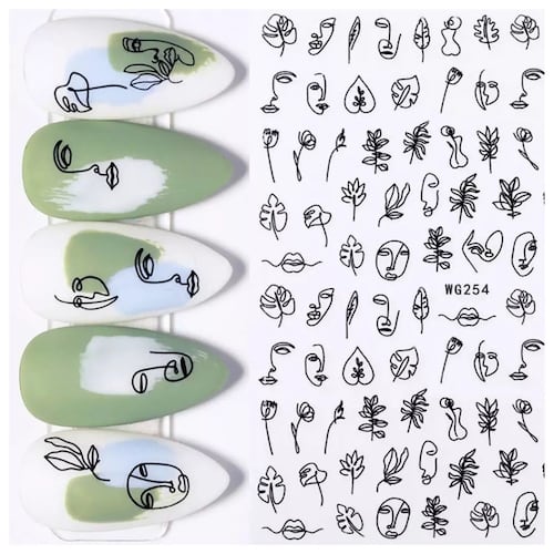 Graffiti Pegatinas Stickers para Uñas Autoadhesivas 6 Hojas, Multicolor