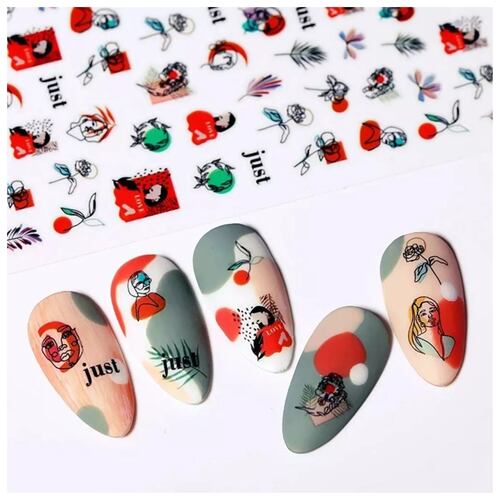 Graffiti Pegatinas Stickers para Uñas Autoadhesivas 6 Hojas, Multicolor