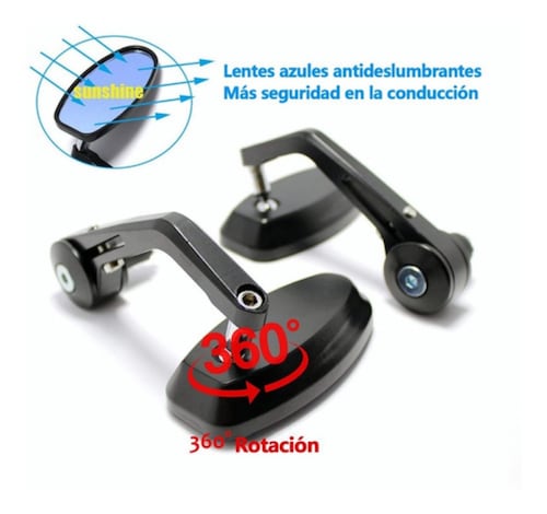 2 Piezas Espejos Moto Deportivos Para Motocicleta NEGRO