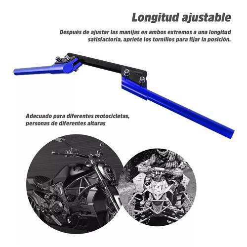 Manubrio Deportivo Moto Metalico Universal Posiciones 3 Pzs Azul