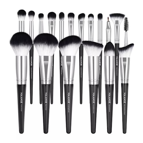 Set De Brochas Maquillaje Profesional 18 Piezas, Color Negro + Plata