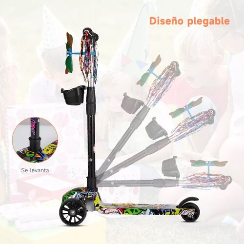 Monopatín De Pie Scooter Desmontable Estables Y Luces Led