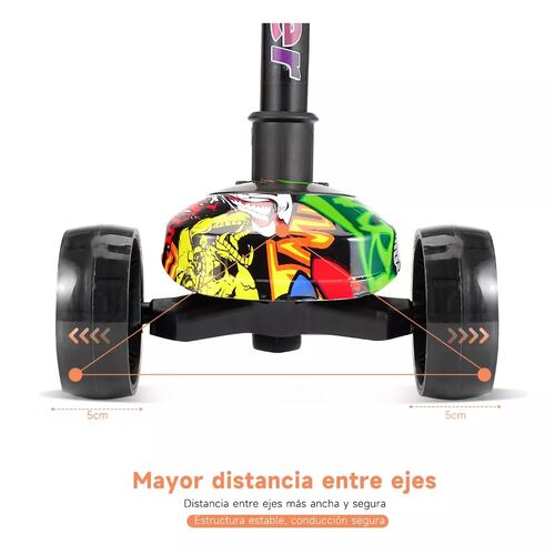 Monopatín De Pie Scooter Desmontable Estables Y Luces Led