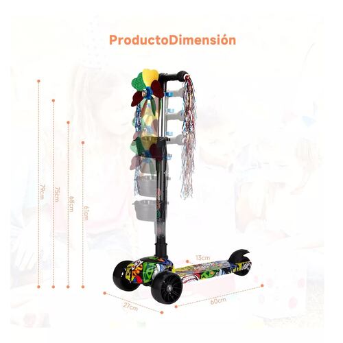 Monopatín De Pie Scooter Desmontable Estables Y Luces Led