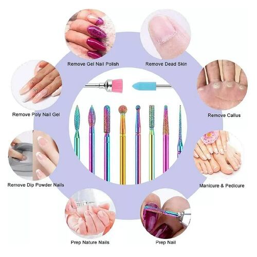 Set 13 Piezas Brocas Para Uñas Accesorios De Pulidor Uñas Limpio