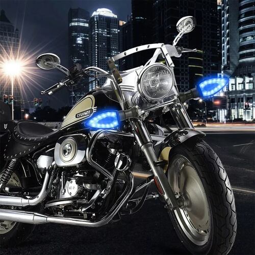 Par Luces Led Direccionales Moto Ahuecar Laterales 2pz Azul