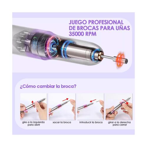 Pulidor Esmeril Uñas Profesional Manicure 35000 Rpm Metal