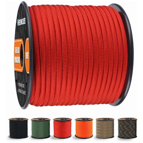 650 Paracord / Cuerda De Paracaídas - 9 Hilos 4mm 31m rojo